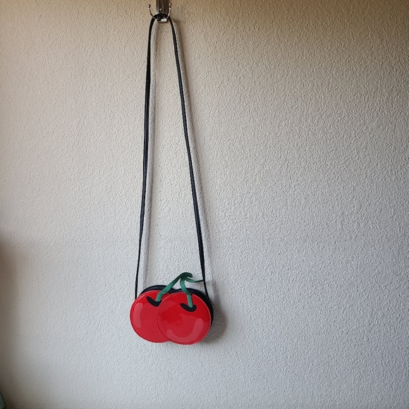 Cherry Red And Black Women's Crossbody Bag Purse - Picture 3 of 11